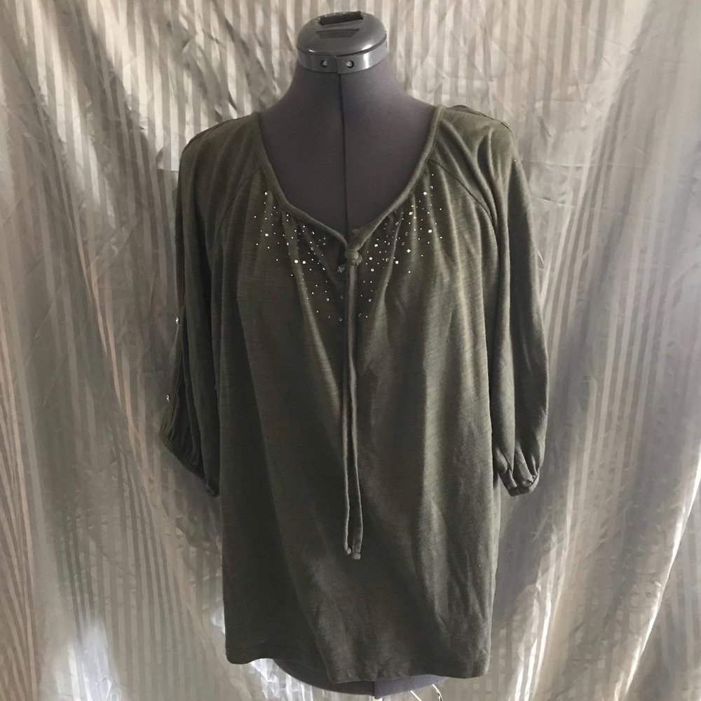 Lena Women's Short Sleave Rhinestone Blouse